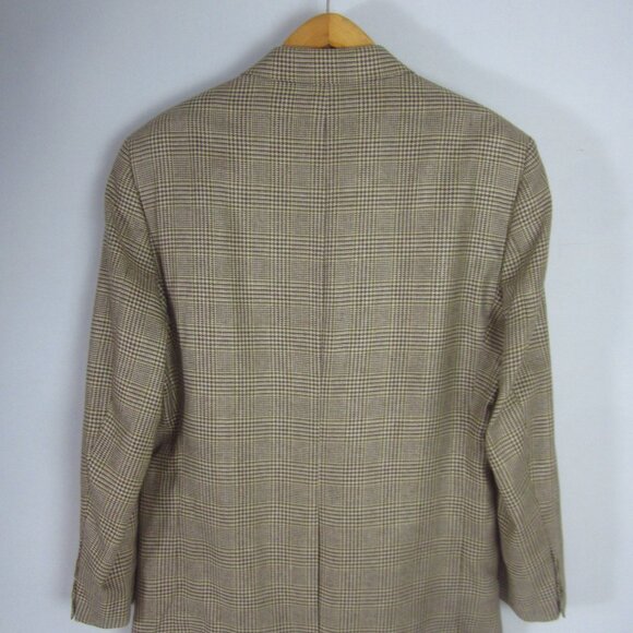 Brooks Brothers Madison 45R Beige Houndstooth 100% Silk LS Sport Coat Blazer - Picture 7 of 16